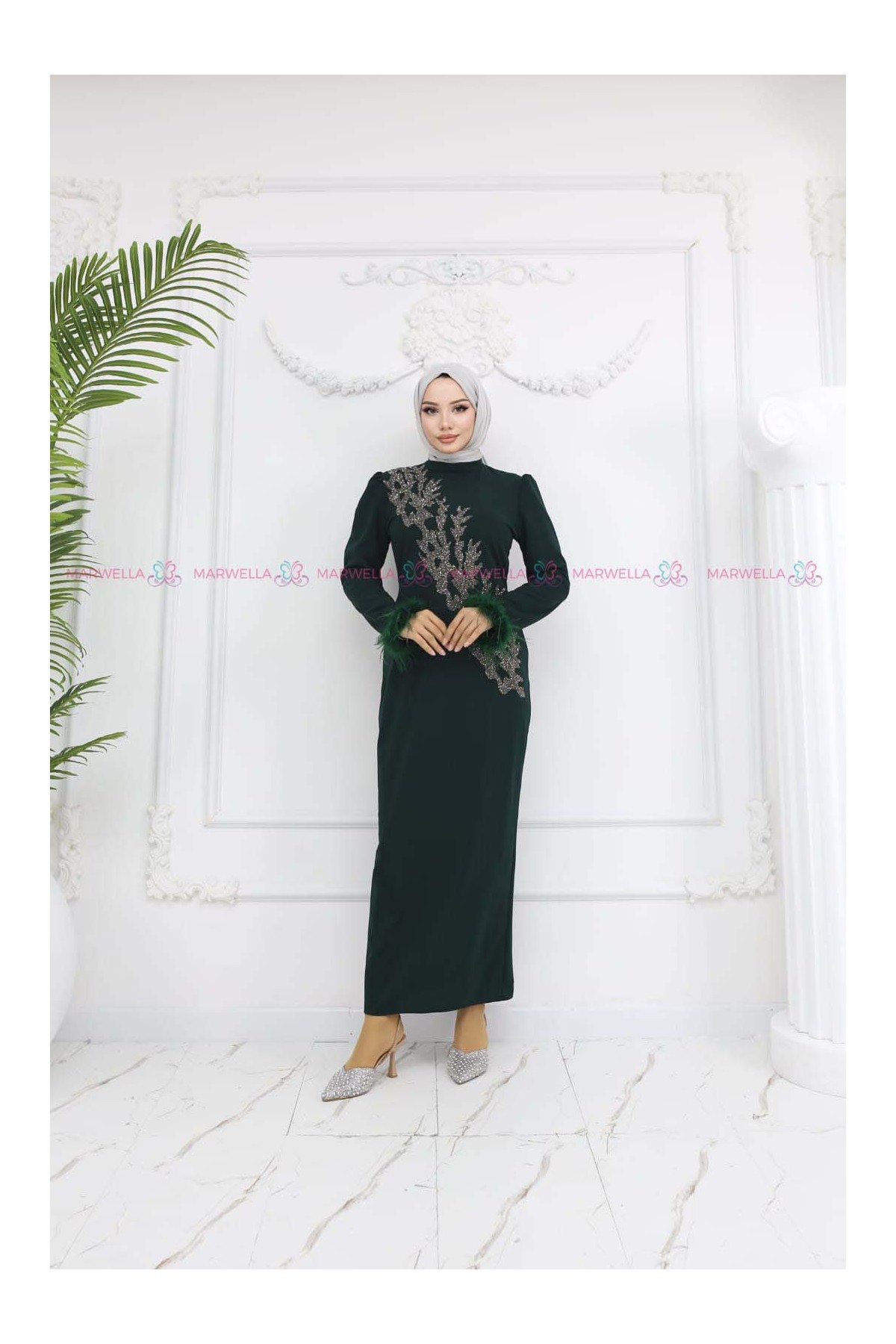 Zerrin Tesettür Abiye - Zümrüt Yeşili