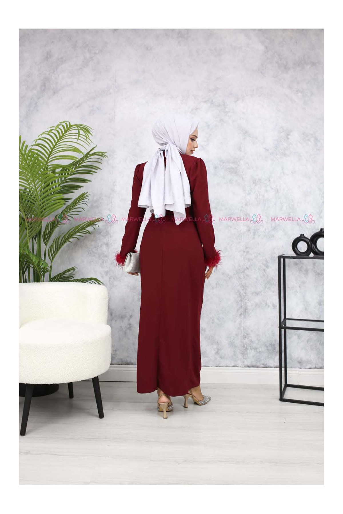 Güneş Tesettür Abiye - Bordo