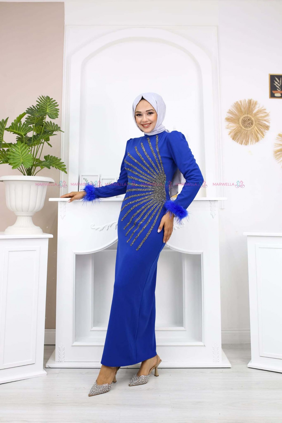 Güneş Tesettür Abiye -Saks