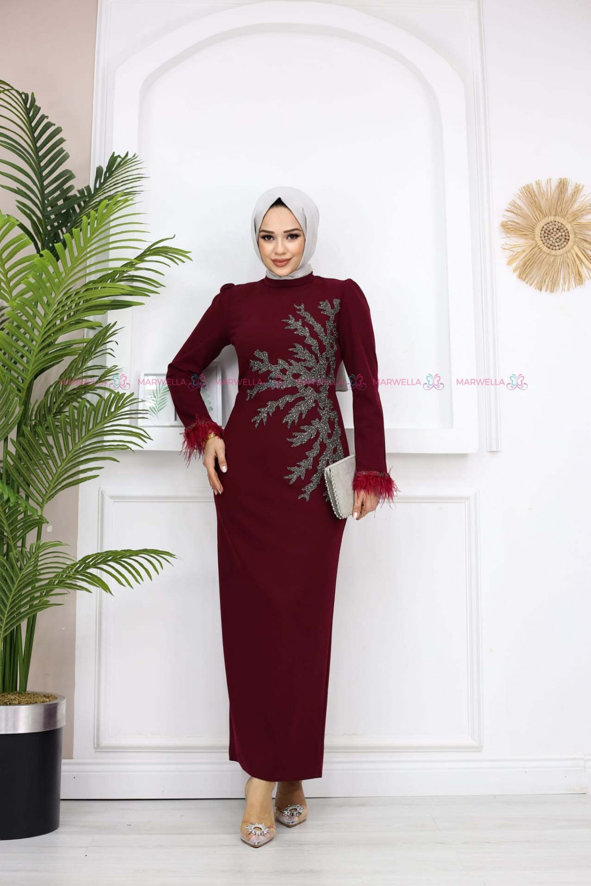 Fadik Tesettür Abiye - Bordo