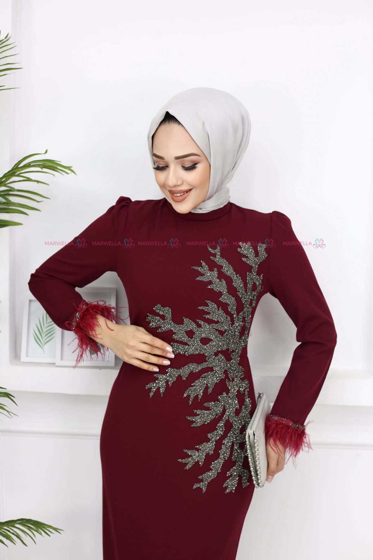 Fadik Tesettür Abiye - Bordo