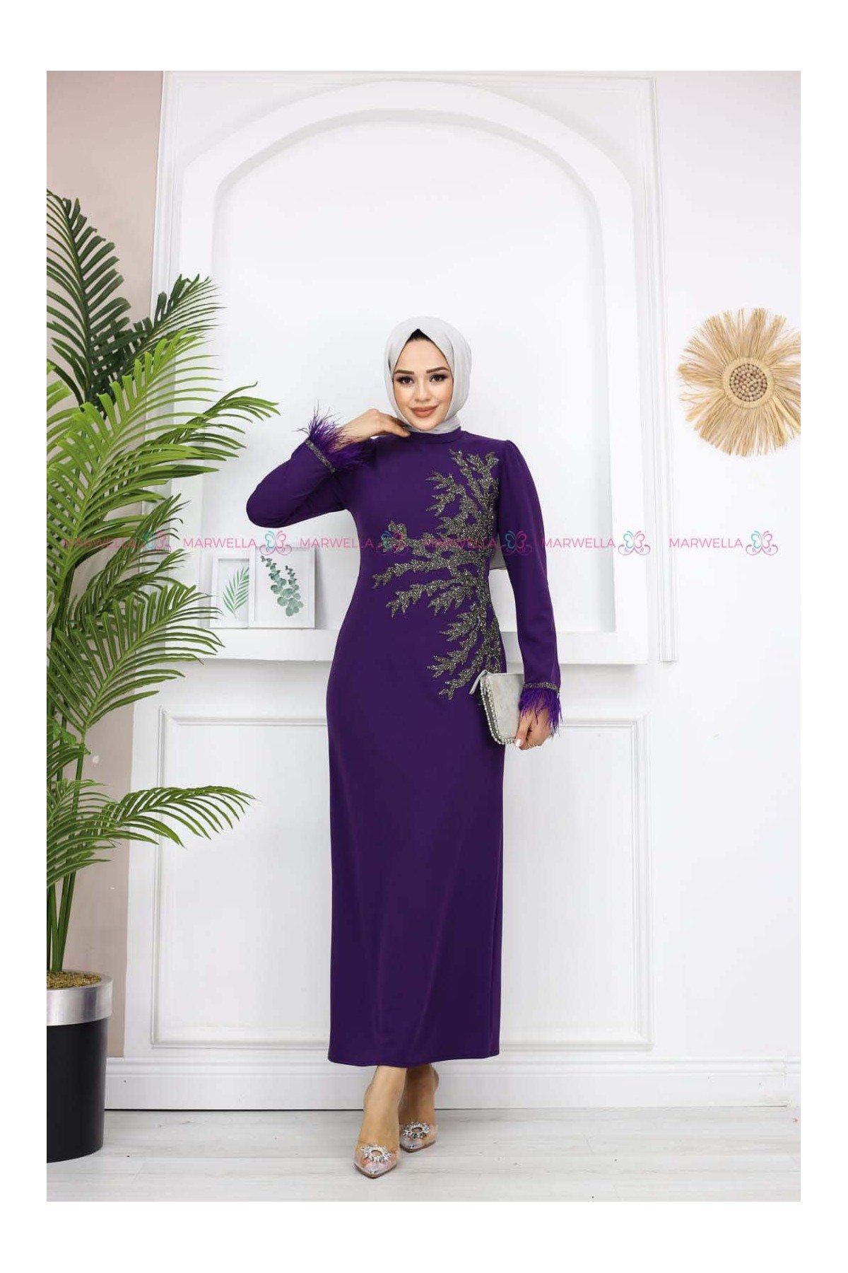 Fadik Tesettür Abiye -Mor