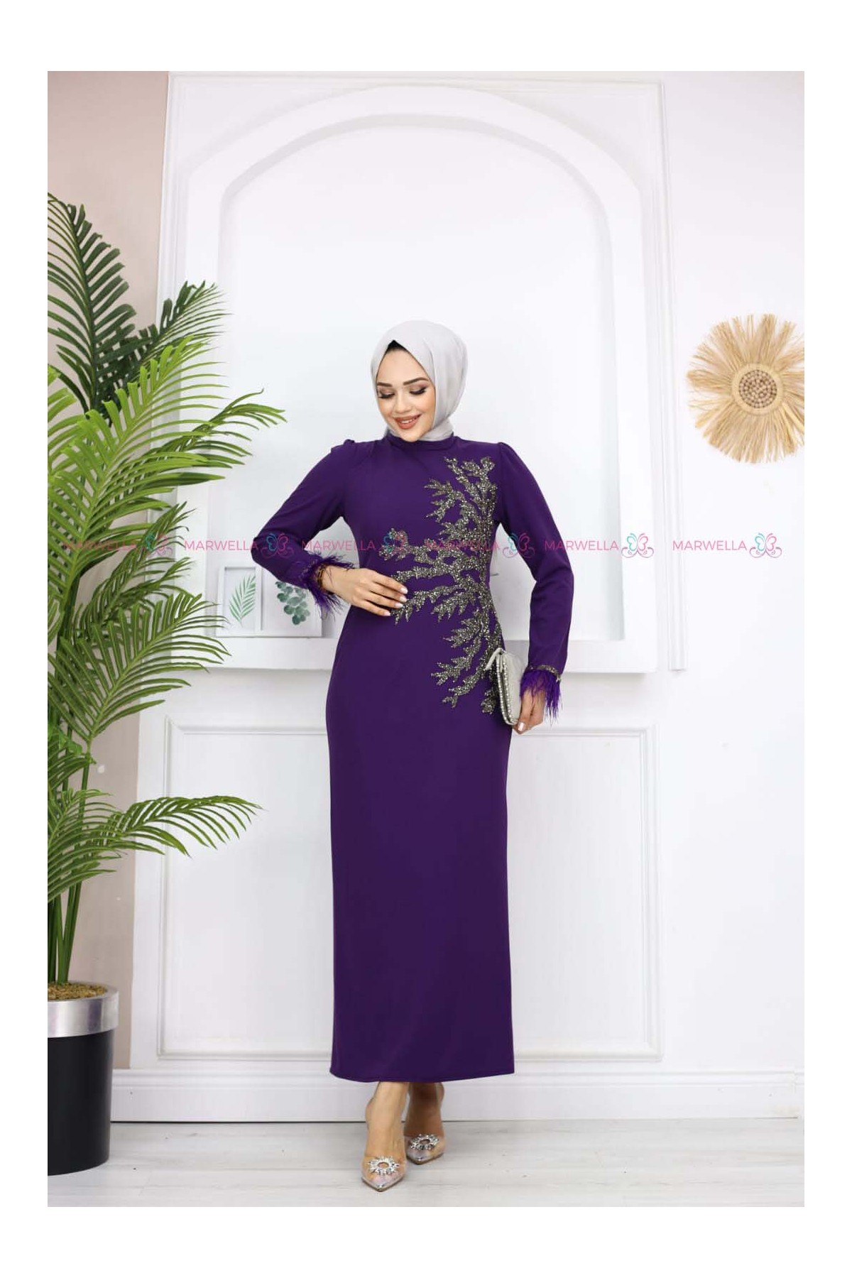 Fadik Tesettür Abiye -Mor