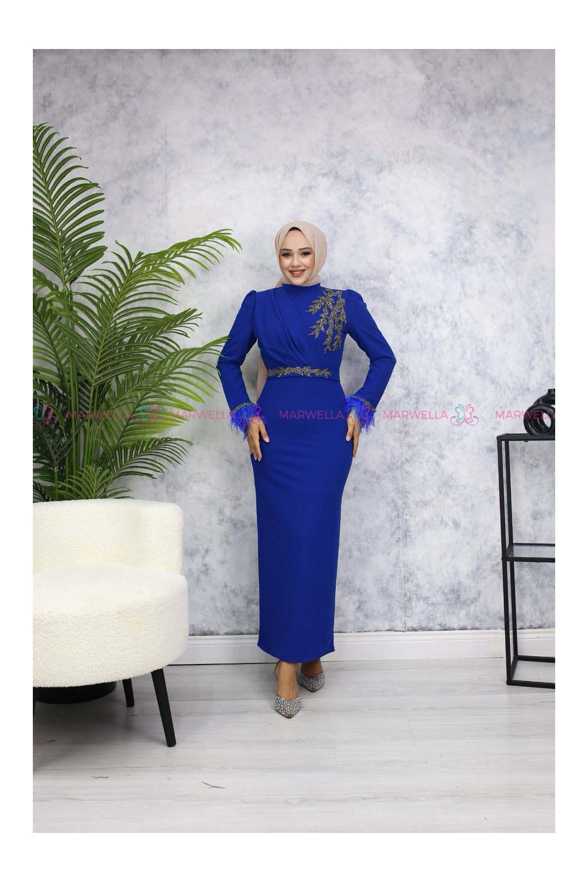 Öykü Tesettür Abiye - Saks