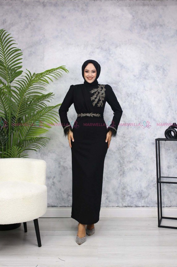 Öykü Tesettür Abiye - Siyah