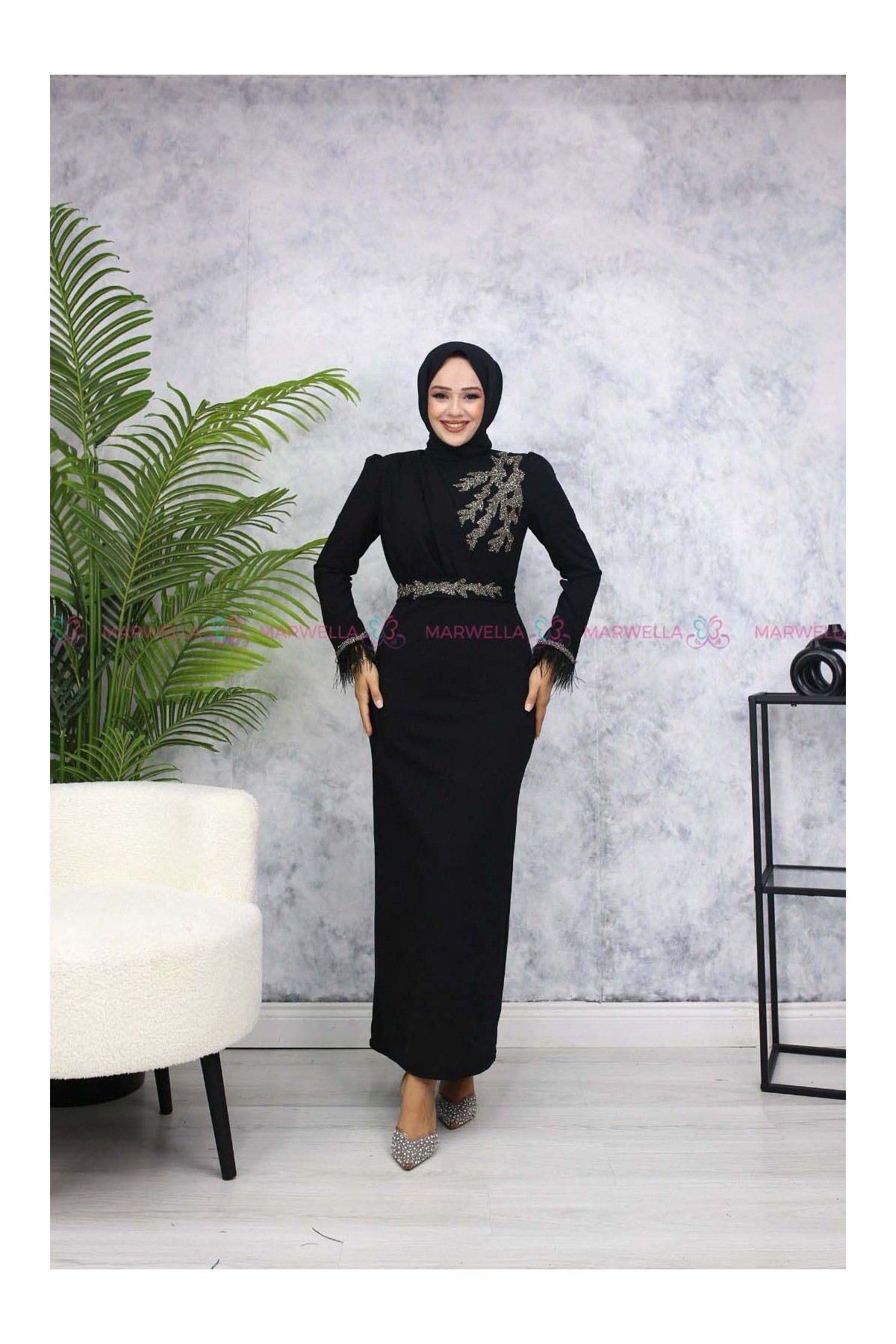 Öykü Tesettür Abiye - Siyah