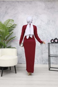 Papatya Tesettür Abiye - Bordo