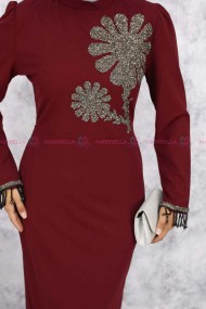 Papatya Tesettür Abiye - Bordo