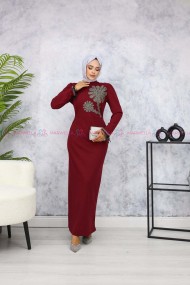 Papatya Tesettür Abiye - Bordo