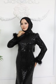 Parıltı Tesettür Abiye - Siyah Parıltı Tesettür Abiye - Siyah