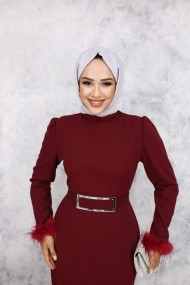 Rabia Tesettür Abiye - Bordo