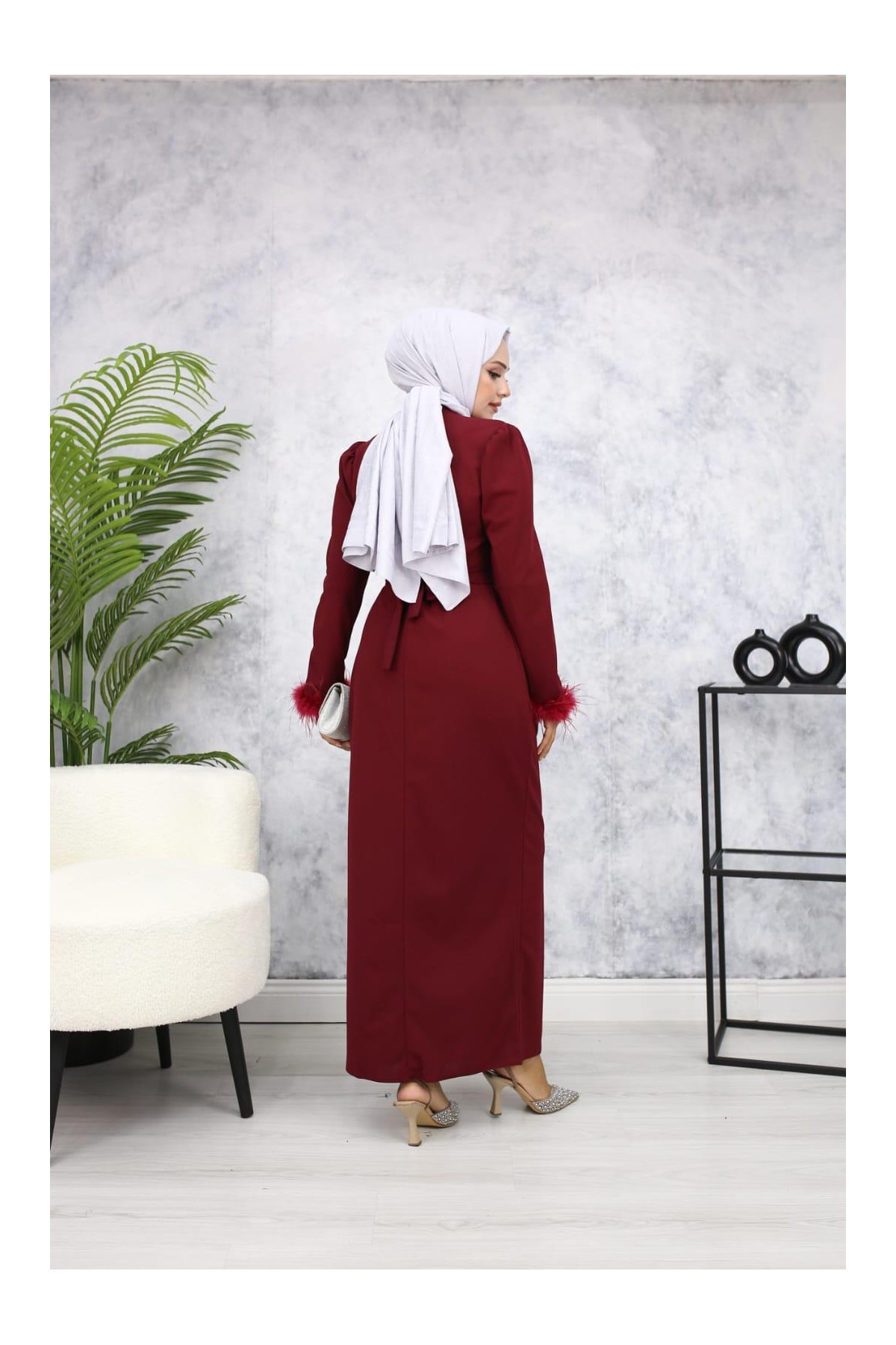 Rabia Tesettür Abiye - Bordo