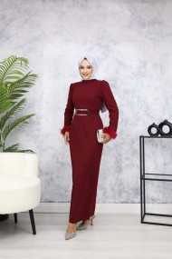 Rabia Tesettür Abiye - Bordo