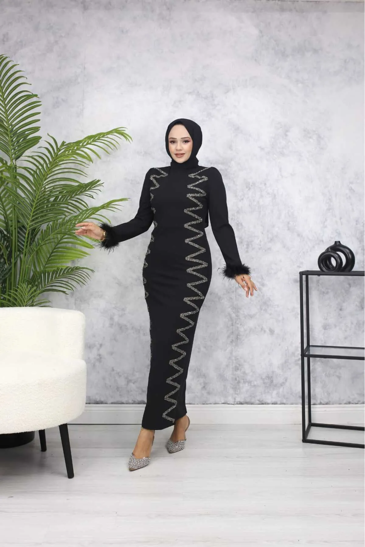 Ebru Tesettür Abiye -  Siyah