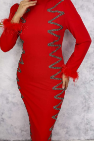 Ebru Tesettür Abiye - Kırmızı