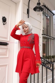 Aydan Tesettür Takım - Kırmızı