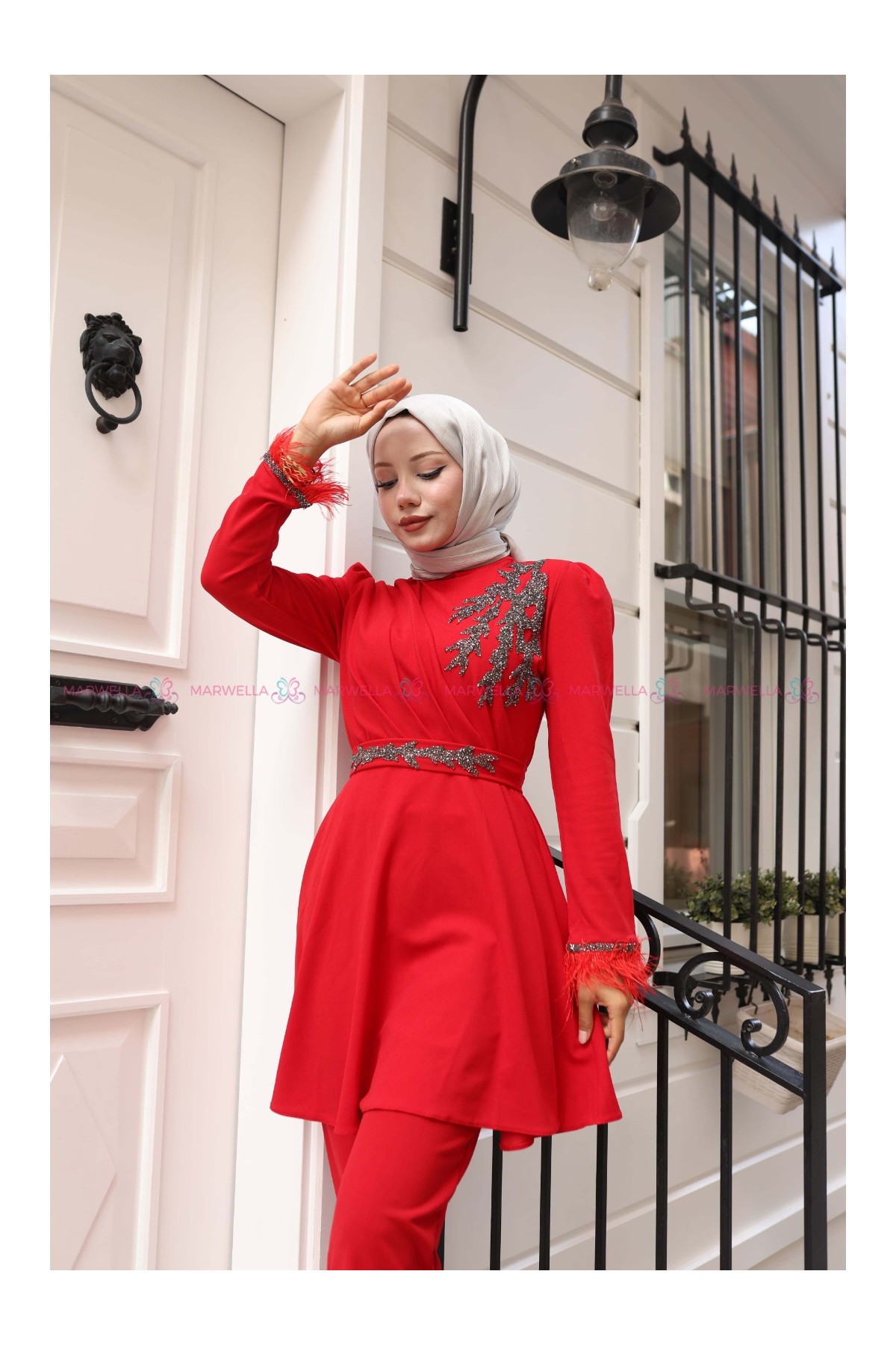 Aydan Tesettür Takım - Kırmızı