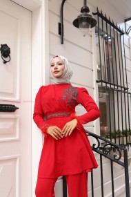 Aydan Tesettür Takım - Kırmızı