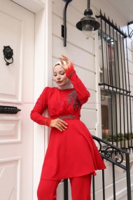 Aydan Tesettür Takım - Kırmızı