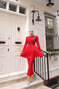 Aydan Tesettür Takım - Kırmızı