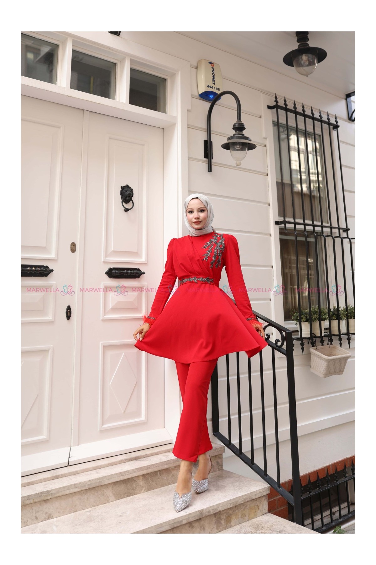 Aydan Tesettür Takım - Kırmızı