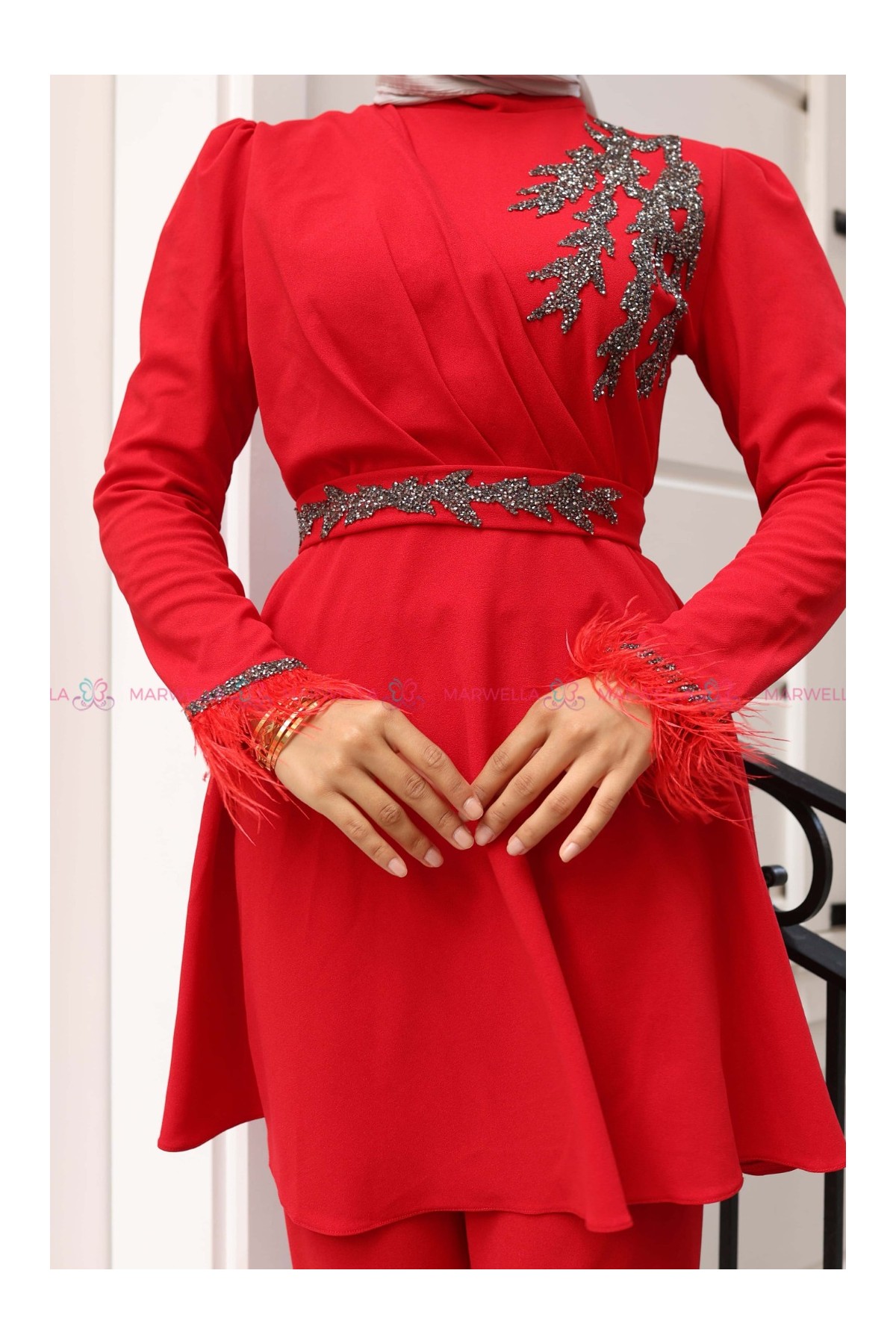 Aydan Tesettür Takım - Kırmızı