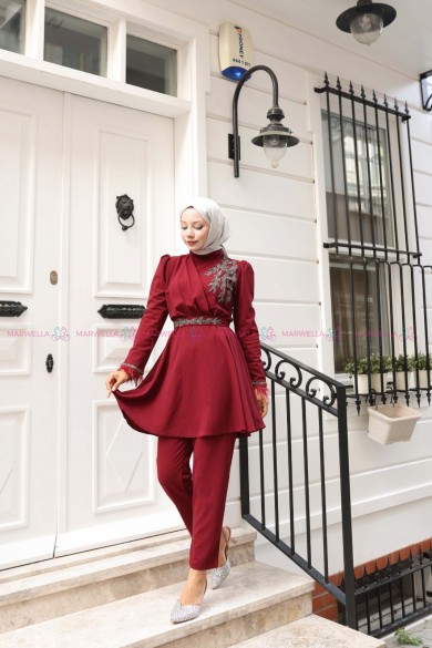 Aydan Tesettür Takım - Bordo