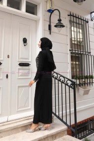 Sevda Tesettür Abiye - Siyah