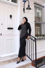 Semoş Tesettür Abiye - Siyah