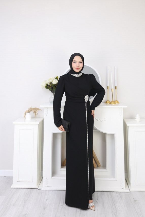 Derya Tesettür Abiye - Siyah