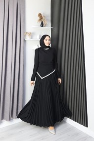 Şevval Tesettür Etekli Elbise - Siyah