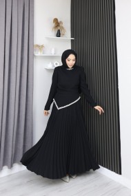 Şevval Tesettür Etekli Elbise - Siyah