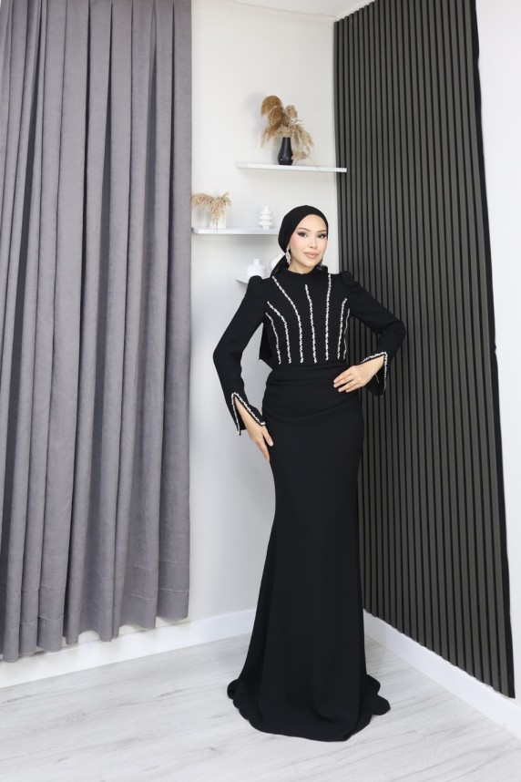 Rojda Tesettür Abiye - Siyah