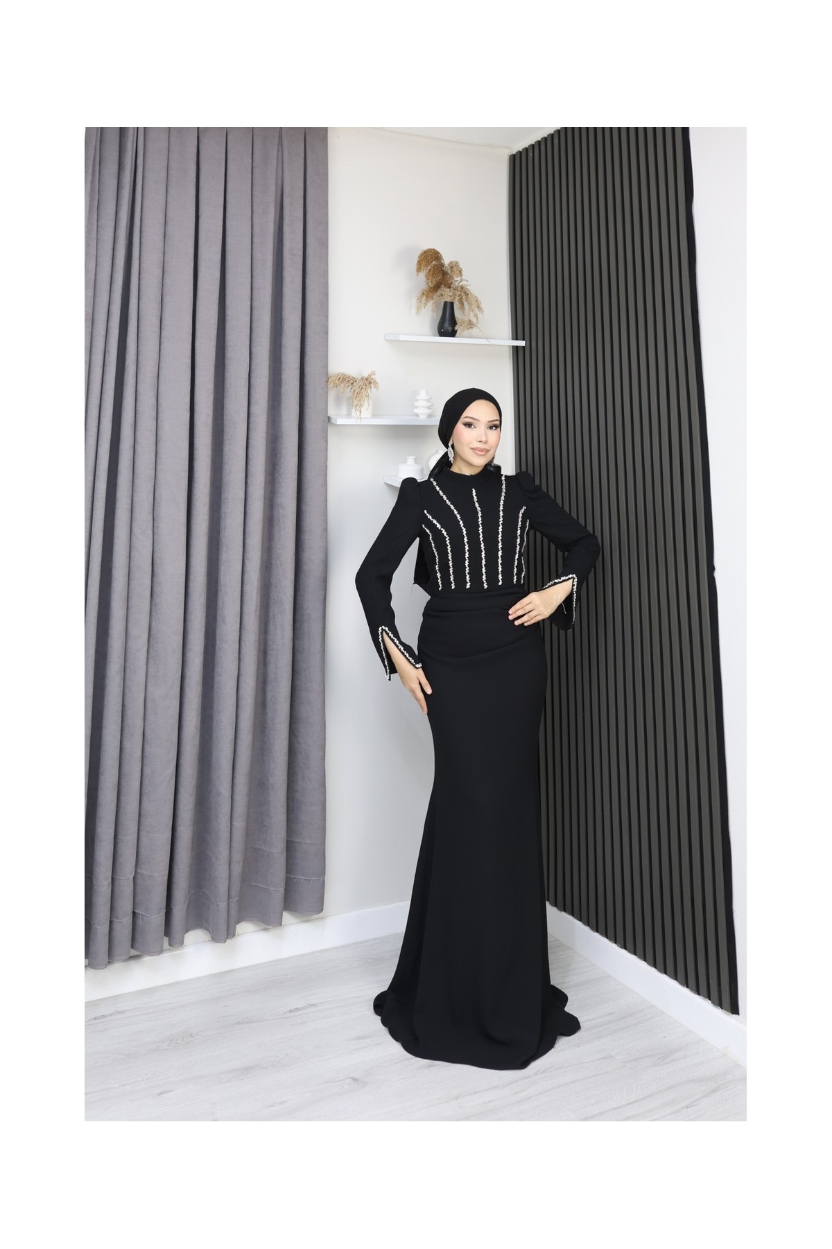 Rojda Tesettür Abiye - Siyah