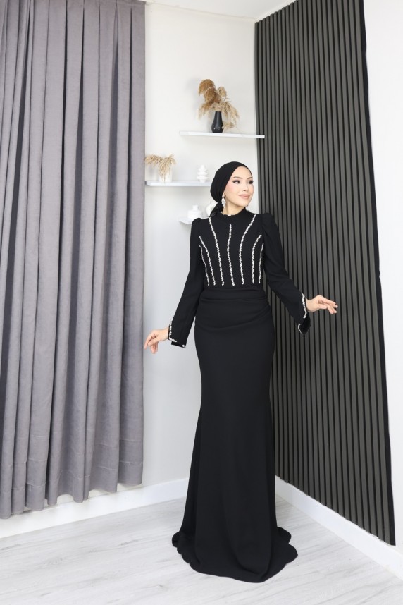 Rojda Tesettür Abiye - Siyah