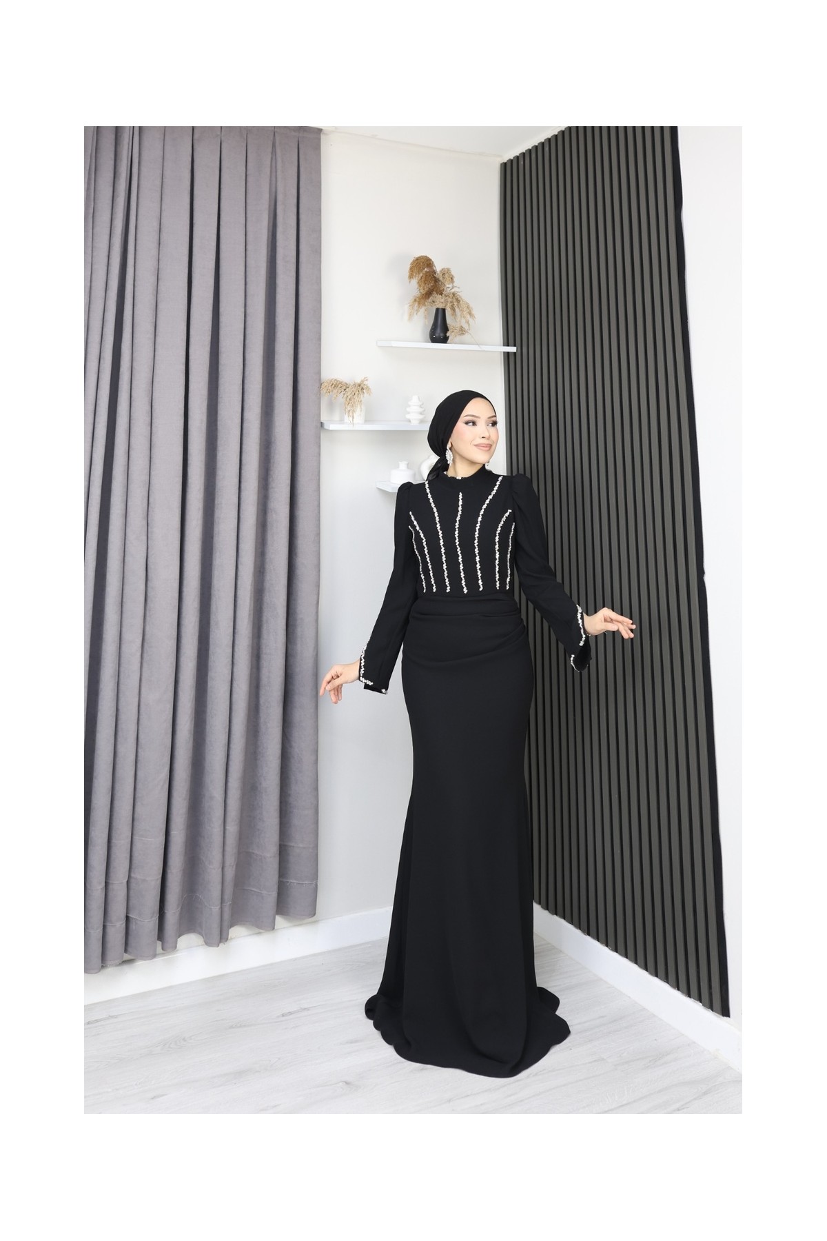 Rojda Tesettür Abiye - Siyah