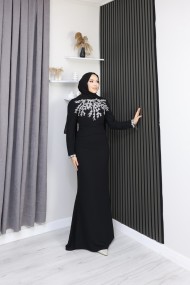 Asel Tesettür Abiye - Siyah