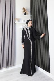 Asel Tesettür Abiye - Siyah