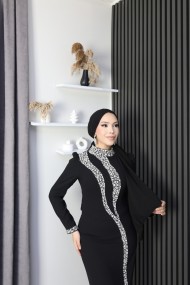 Asel Tesettür Abiye - Siyah