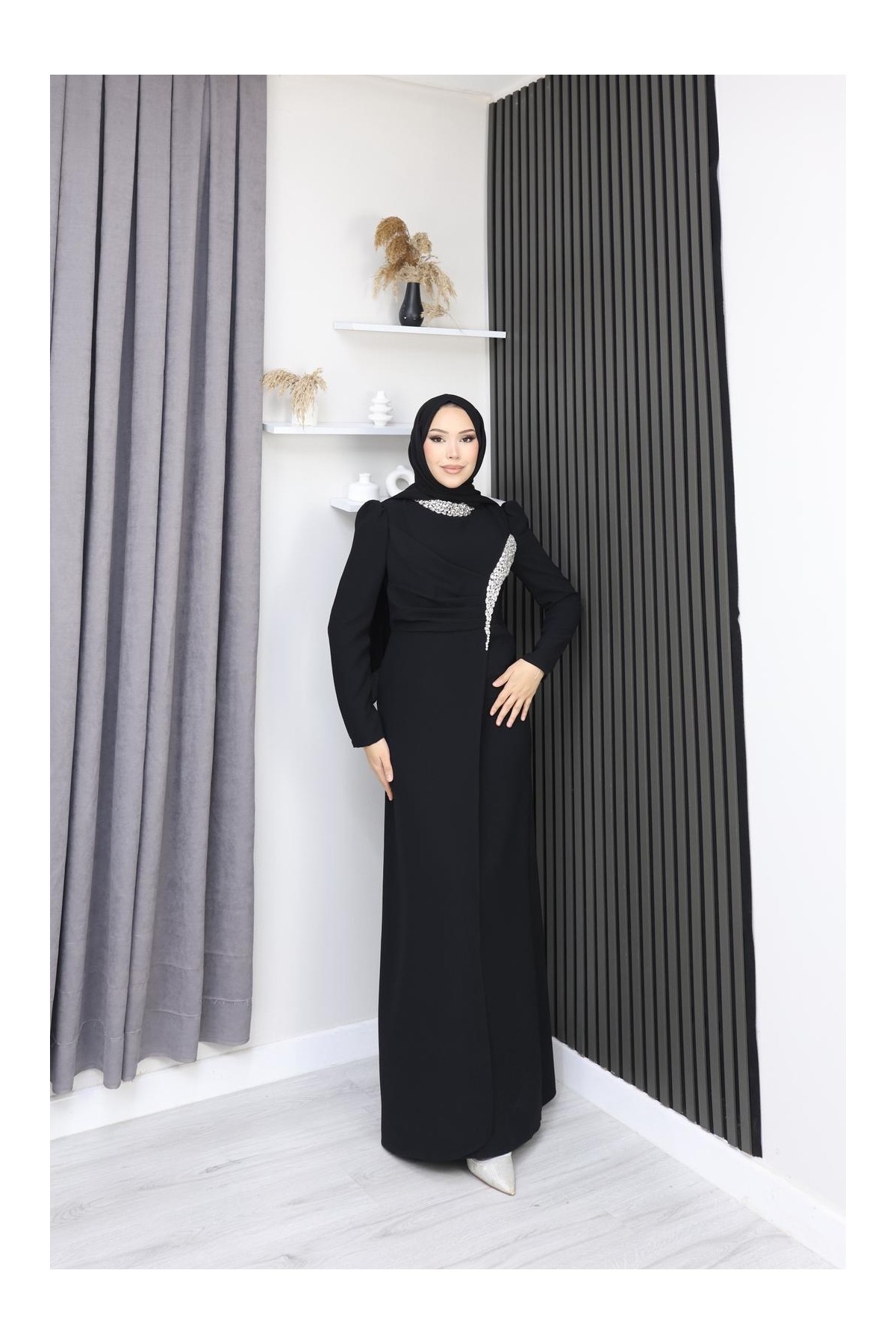 Melike Tesettür Abiye - Siyah