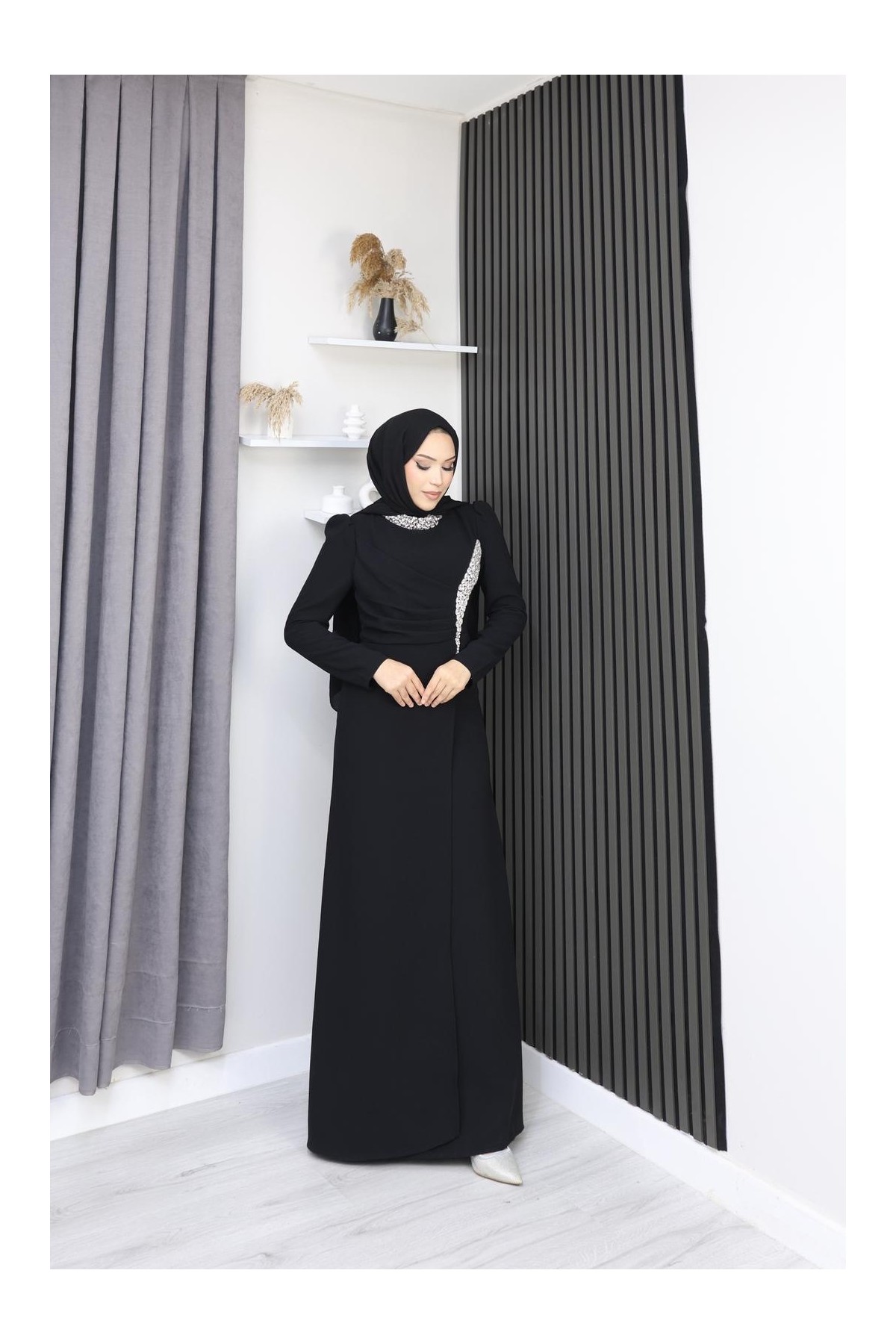 Melike Tesettür Abiye - Siyah