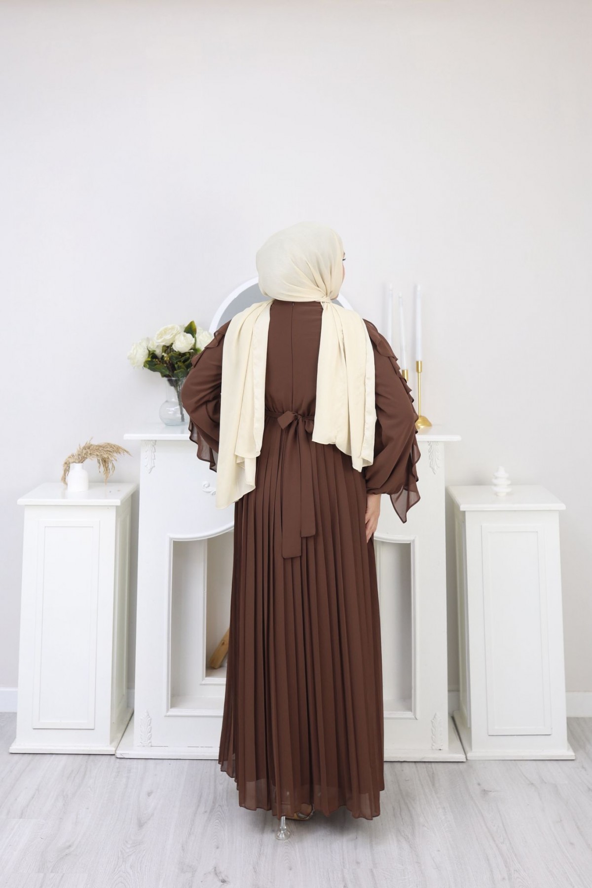 Melis Tesettür Abiye - Kahverengi