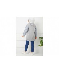 Kapitoneli Kapşonlu Tunik - Gri