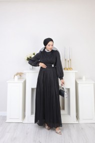 Roza Tesettür Abiye - Siyah