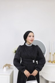 Roza Tesettür Abiye - Siyah