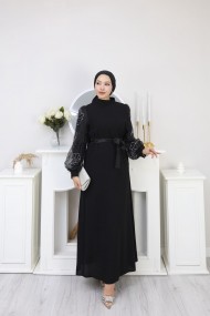 Roza Tesettür Abiye - Siyah