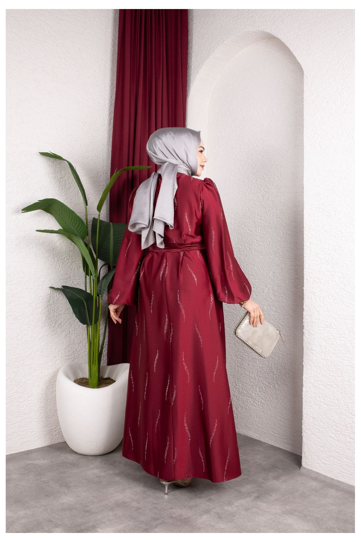 Zara Tesettür Abiye - Bordo