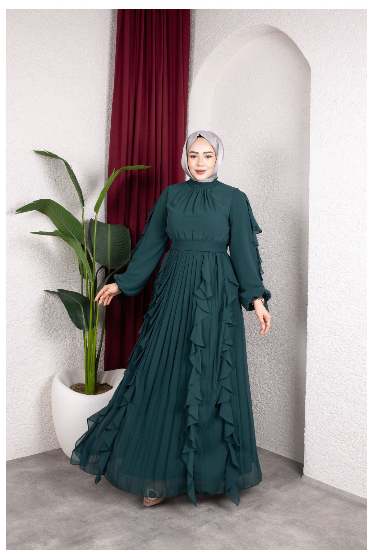 Melis Tesettür Abiye - Zümrüt