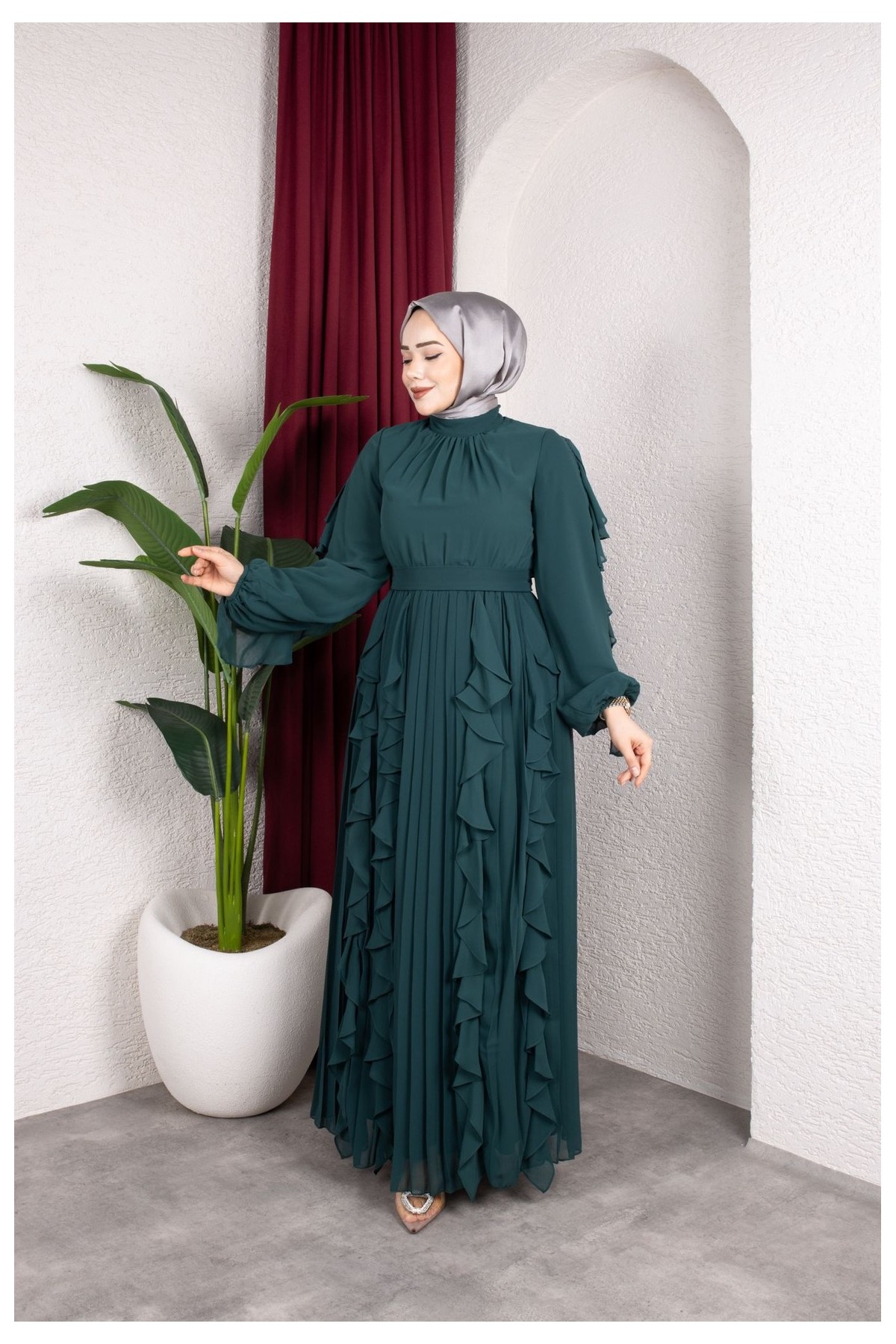 Melis Tesettür Abiye - Zümrüt