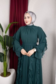 Melis Tesettür Abiye - Zümrüt